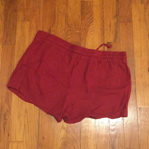Red Linen Shorts - Picture 2 of 2